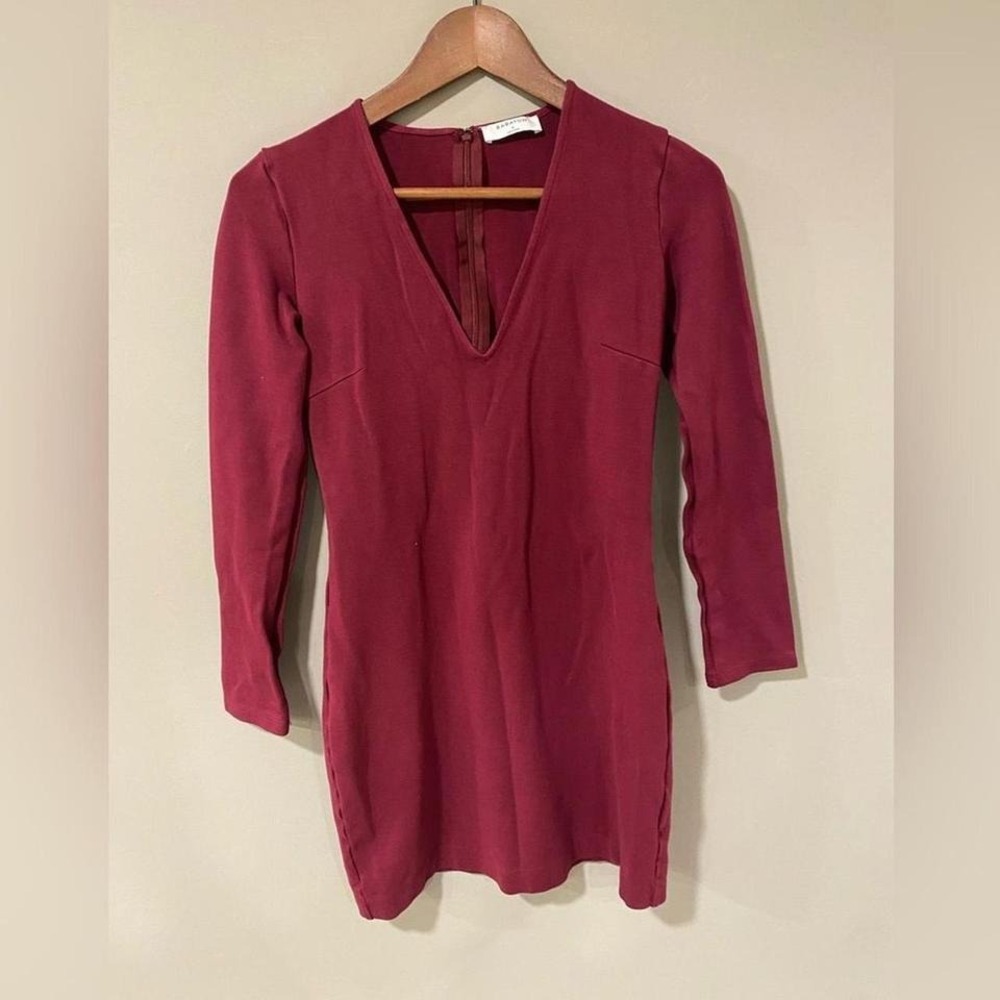 Babaton Aritzia Leo Dress V-neck Long Sleeve Bodycon Mini Dress Size 6